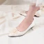 Elegant Elfenben Satin Perle Brudesko 2020 Lær 3 cm Lav Hæl Spisse Bryllup Pumps