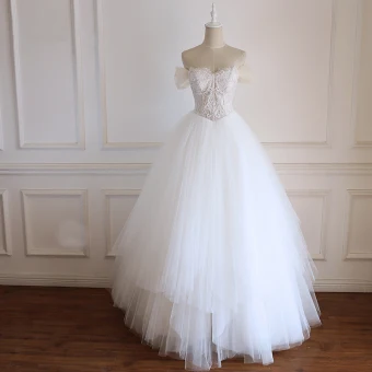 Schöne Weiß Brautkleider 2018 Ballkleid Mit Spitze Blumen Perlenstickerei Perle Strass Abnehmbar Off Shoulder Rückenfreies Ärmellos Lange Hochzeit