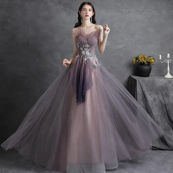 Elegante Vestidos De Noche Púrpura Vestido Formal De Largo Con El Cristal  Para 2.016 Víspera De Año Nuevo