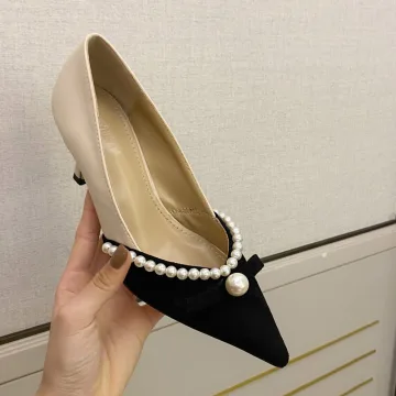 Élégant Beige Soirée Perle Escarpins 2021 7 Cm Talons Aiguilles À Bout Pointu Escarpins Talons Hauts
