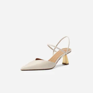 Enkla Sommar Aprikos Beige Casual Sandaler Dam 2020 5 Cm Stilettklackar Spetsiga Sandaler