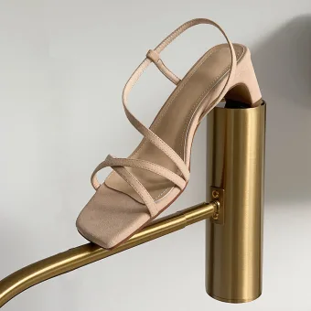 Chic Belle Été Nues Désinvolte Daim Sandales Femme 2020 Cuir 6 Cm Talons Épais Peep Toes Bout Ouvert Sandales