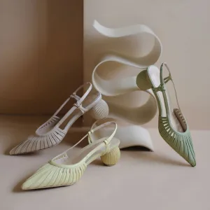 Modest Simple Summer Slingbacks Sage Green Casual Womens Sandals 2020 Leather 4 Cm Low Heel Pointed Toe Sandals