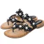 Cyganeria Czarne Plaża Sandały Damskie 2020 Z Koronki Kwiat Rhinestone Płaskie Peep Toe Sandały