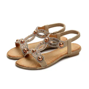 Moda Lato Beżowe Plaża Pantofle Klapki 2020 Perła Rhinestone Peep Toe Sandały Damskie