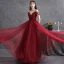 Chic / Beautiful Burgundy Puffy Prom Dresses 2021 A-Line / Princess Spaghetti Straps Short Sleeve Backless Sash Floor-Length / Long Formal Dresses