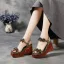 Vintage / Retro Clover Green Street Wear Womens Sandals 2020 Leather Flower 7 cm Wedges Open / Peep Toe Sandals