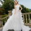 Sexy Weiß Brautkleider 2018 Mermaid Applikationen Mit Spitze Durchsichtige V-Ausschnitt Rückenfreies Ärmel Sweep / Pinsel Zug Hochzeit