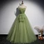 Elegant Clover Green Ruffle Prom Dresses 2020 A-Line / Princess Spaghetti Straps Pearl Sleeveless Backless Floor-Length / Long Formal Dresses