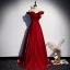 Élégant Bordeaux Satin Robe De Soirée 2020 Princesse De l'épaule Sans Manches Dos Nu Longue Robe De Ceremonie