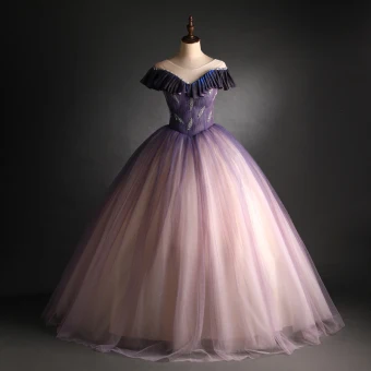 Elegante Gradiëntkleur Paarse Glans Galajurken 2021 Baljurk Ronde Hals Kralen Pailletten Korte Mouwen Ruglooze Lange Gala Gelegenheid Jurken