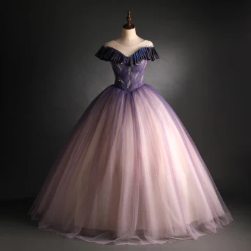 Elegant Gradient Color Purple Glitter Prom Dresses 2021 Ball Gown Scoop Neck Beading Sequins Short Sleeve Backless Floor Length Long Prom Formal Dresses