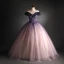 Elegant Gradient-Color Purple Glitter Prom Dresses 2021 Ball Gown Scoop Neck Beading Sequins Short Sleeve Backless Floor-Length / Long Prom Formal Dresses