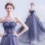 Charmant Marineblau Abendkleider 2020 A Linie Bandeau Perlenstickerei Pailletten Ärmellos Rückenfreies Lange Festliche Kleider