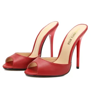 Proste Simple Czerwone Zużycie Ulicy Buty Damskie 2020 13 Cm Szpilki Peep Toe Sandały