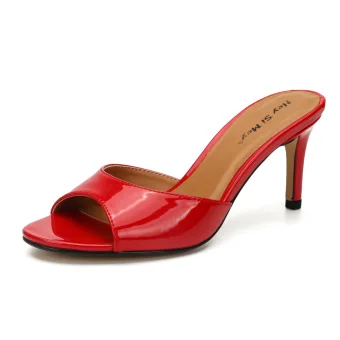 Simple Rouge Désinvolte Sandales Femme 2020 8 Cm Talons Aiguilles Peep Toes Bout Ouvert Sandales