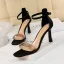 Sexy Transparent Summer Black Cocktail Party Womens Sandals 2020 Ankle Strap 8 cm Stiletto Heels Open / Peep Toe Sandals