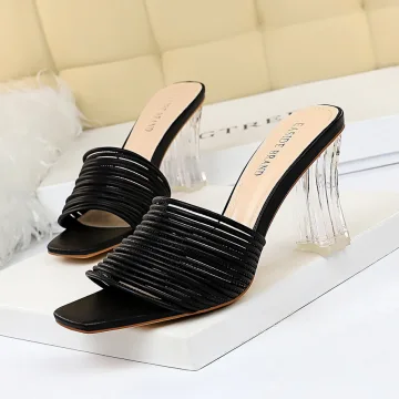 Mooie Prachtige Zwarte Toevallig Sandalen Dames 2020 7 Cm Naaldhakken Stiletto Peep Toe Sandalen