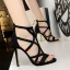 Roman Sexy Black Rave Club Suede Womens Sandals 2020 11 cm Stiletto Heels Open / Peep Toe Sandals