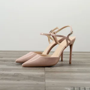 Chic Belle Nues Vêtement De Rue Sandales Femme 2020 Cuir Verni Bride Cheville 10 Cm Talons Aiguilles À Bout Pointu Sandales