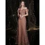 Scintillantes Or Rose Glitter Robe De Soirée 2021 Trompette / Sirène De l'épaule Paillettes Manches Courtes Dos Nu Longue Soirée Robe De Ceremonie