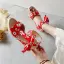 Fashion Summer Red Beach Womens Sandals 2020 Floral Bow 7 cm Wedges Platform Open / Peep Toe Sandals