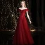Charming Burgundy Prom Dresses 2021 A-Line / Princess Off-The-Shoulder Beading Sequins Short Sleeve Backless Floor-Length / Long Formal Dresses