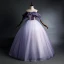 Elegant Purple Quinceañera Prom Dresses 2020 Ball Gown Off-The-Shoulder Glitter Beading Short Sleeve Backless Floor-Length / Long Formal Dresses