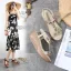 Schöne Sommer Strand Beige Sandalen Damen 2020 Strass T-Riemen 5 cm Keilabsatz Plateau Peeptoes Sandaletten