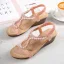 Mode Été Perle Rose Désinvolte Sandales Femme 2020 Perle Faux Diamant 4 cm Compensées Peep Toes / Bout Ouvert Sandales