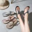Fashion Black Summer Street Wear Flat Womens Sandals 2020 T-Strap Rhinestone Open / Peep Toe Sandals