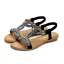 Schöne Sommer Strand Schwarz Flache Sandaletten 2020 Strass Perle Peeptoes Sandalen Damen