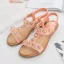 Böhmen Sommer Rosa Strand Sandalen Damen 2020 Perle Strass Peeptoes Flache Sandaletten