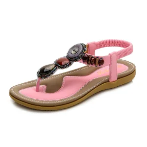 Bohemen Zomer Candy Roze Toevallig Sandalen Dames 2020 Kristal Peep Toe Platte Sandalen