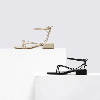 Sexy Simple Noire Vêtement De Rue Sandales Femme 2020 Bride Cheville Talon Bas Talons Épais Peep Toes Bout Ouvert Sandales