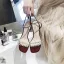 Mode Aprikos / Beige Casual Sandaler Dam 2020 Ankelband Rhinestone 5 cm Tjocka Klackar Peep Toe Sandaler
