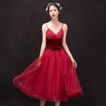 Charmant Bordeaux De Retour Robe De Graduation 2018 Princesse Daim Noeud Bretelles Spaghetti Dos Nu Sans Manches Thé Longueur Robe De Ceremonie