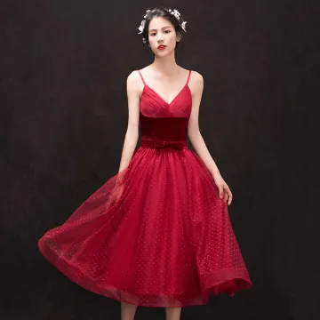 Charmant Bordeaux De Retour Robe De Graduation 2018 Princesse Daim Noeud Bretelles Spaghetti Dos Nu Sans Manches Thé Longueur Robe De Ceremonie