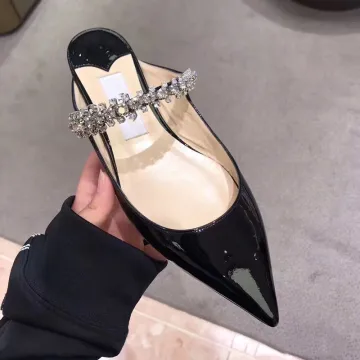 Fashion Black Casual Womens Sandals 2020 Rhinestone 8 Cm Stiletto Heels Pointed Toe Sandals