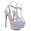 Sexy Silver Cocktail Party Laser Womens Sandals 2020 Rhinestone Ankle Strap 17 cm Stiletto Heels Open / Peep Toe Sandals