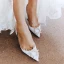 Charmant Ivoire Faux Diamant Slingbacks Chaussure De Mariée 2020 Cuir 8 cm Talons Aiguilles À Bout Pointu Mariage Sandales