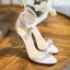 Sexy Ivoire Cocktail Sandales Femme 2020 Cuir Bride Cheville Noeud 10 cm Talons Aiguilles Peep Toes / Bout Ouvert Sandales