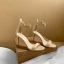 Enkla Nude Casual Sandaler Dam 2020 Läder Ankelband 10 cm Stilettklackar Peep Toe Sandaler