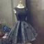 Style Chinois Noire Robe De Cocktail 2018 Robe Boule En Dentelle Fleur Encolure Dégagée Sans Manches Courte Robe De Ceremonie
