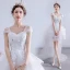 Charmant Haute Basse Blanche Asymétrique Robe De Mariée 2020 Princesse Encolure Carrée Perlage Perle Paillettes En Dentelle Fleur Sans Manches Dos Nu