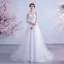 Élégant Ivoire Robe De Mariée 2020 Princesse Encolure Dégagée En Dentelle Fleur Sans Manches Tribunal Train