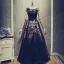Vintage / Retro Black Prom Dresses 2018 A-Line / Princess Beading Lace Flower Printing Scoop Neck Backless Sleeveless Floor-Length / Long Formal Dresses