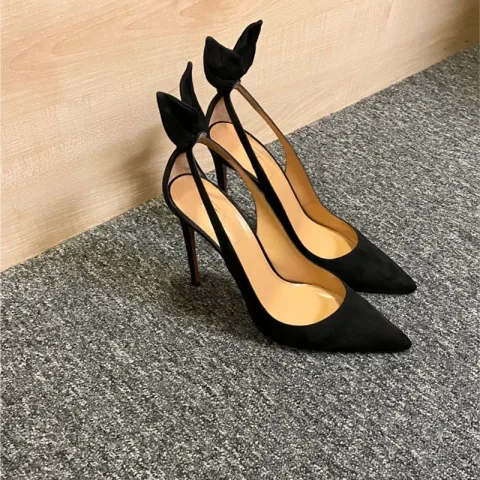 Mode Noire Désinvolte Sandales Femme 2020 10 cm Talons Aiguilles À Bout Pointu Sandales