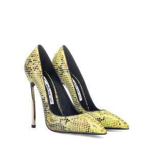 Fashion Gold Cocktail Party Snakeskin Print Pumps 2020 12 Cm Stiletto Heels Pointed Toe Pumps