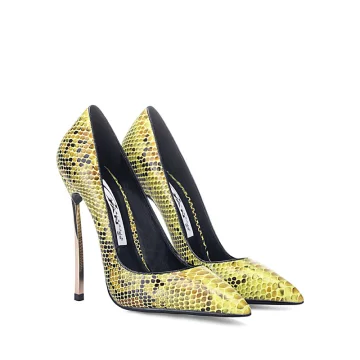 Fashion Gold Cocktail Party Snakeskin Print Pumps 2020 12 Cm Stiletto Heels Pointed Toe Pumps